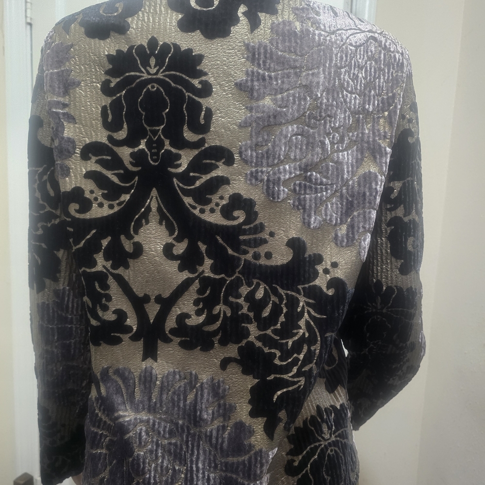 Chico's Black and Gold Velvet Burnout Jacket - Picture 4 of 6